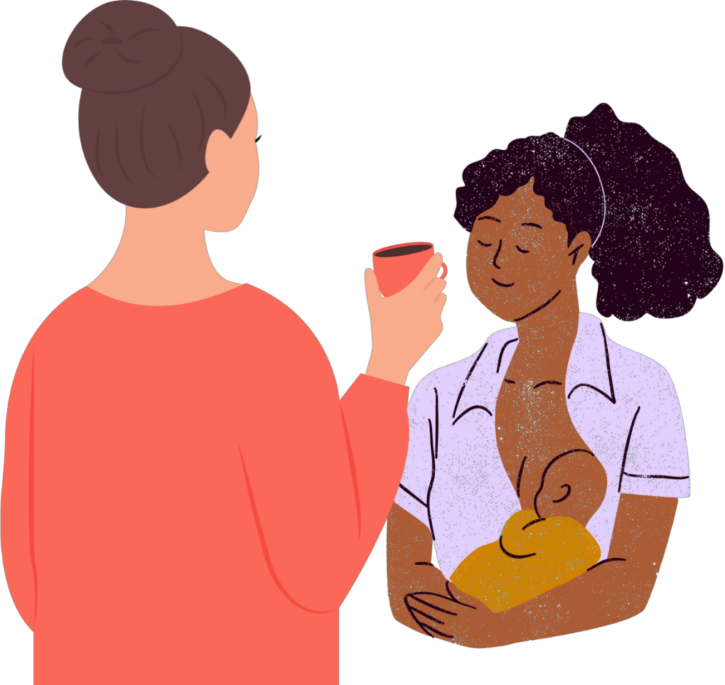 Doula and mother with baby